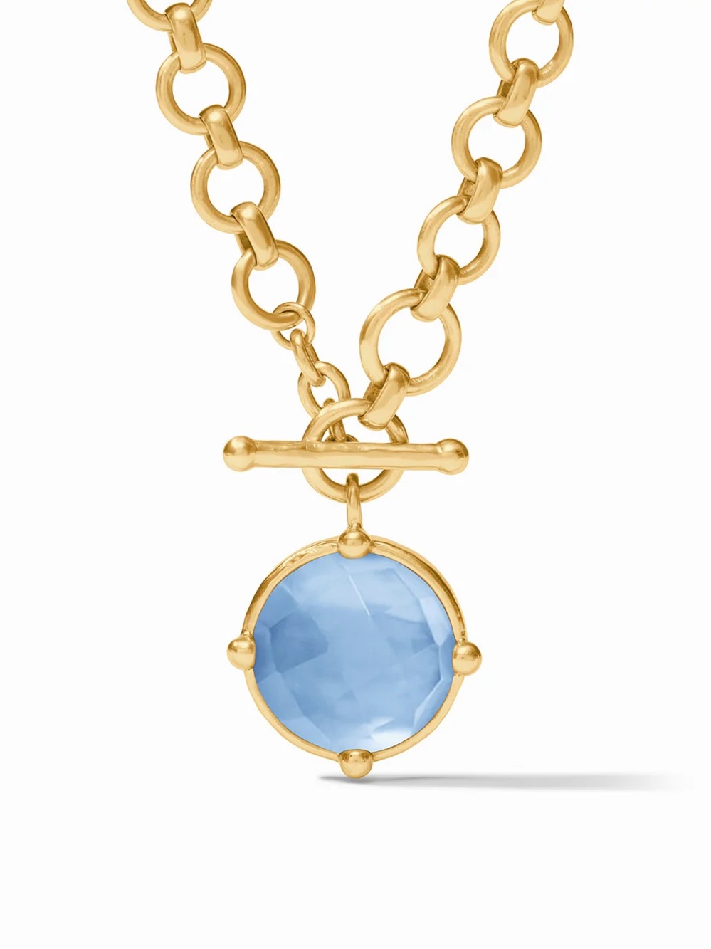 Gold Chain Necklace with Blue Pendant